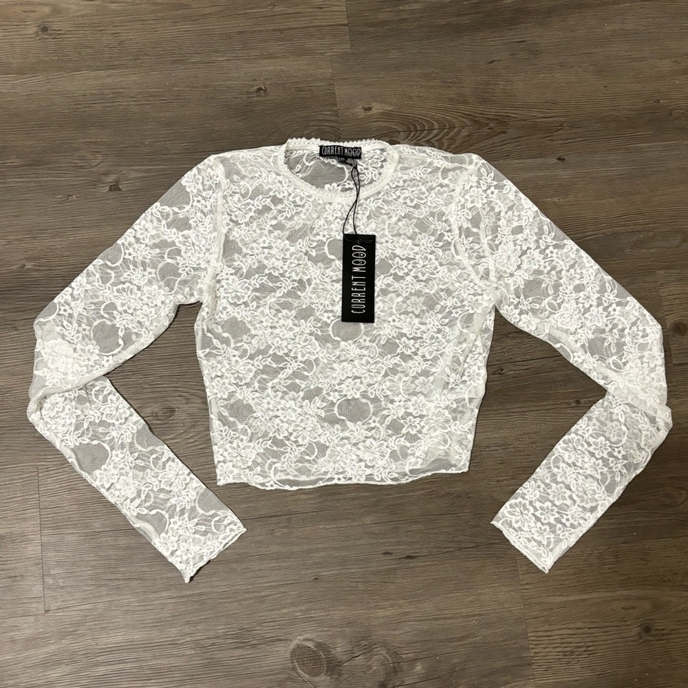 NWT Dolls Kill / Current Mood Feelin’ Contempt Lace Crop Top